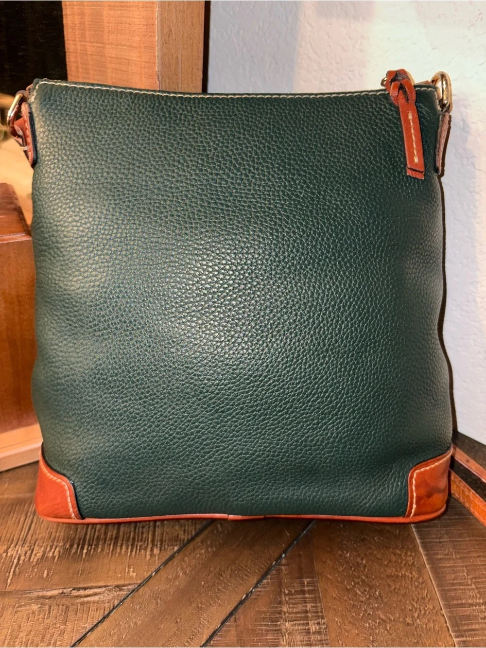 Dooney & Bourke Pebble Grain Leather Crossbody | Forest Green & British Tan - Picture 5 of 8